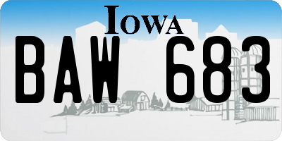 IA license plate BAW683