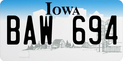 IA license plate BAW694