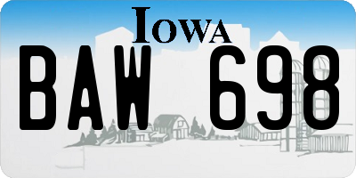 IA license plate BAW698