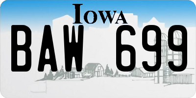 IA license plate BAW699