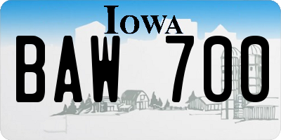IA license plate BAW700