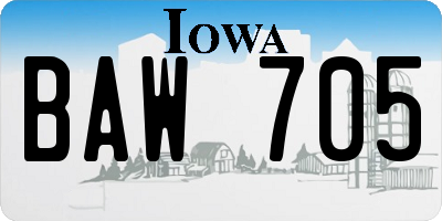 IA license plate BAW705