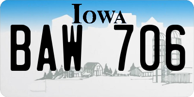 IA license plate BAW706