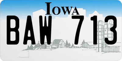 IA license plate BAW713