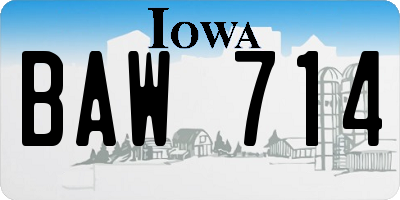 IA license plate BAW714
