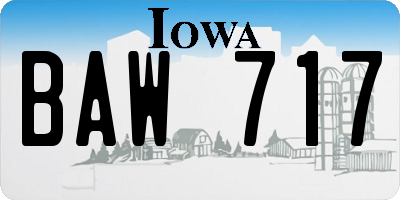IA license plate BAW717