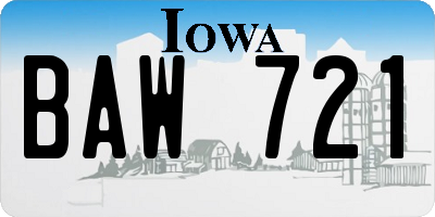 IA license plate BAW721