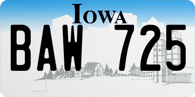 IA license plate BAW725