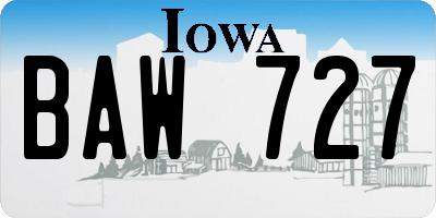 IA license plate BAW727