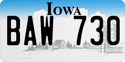 IA license plate BAW730