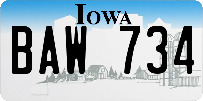 IA license plate BAW734
