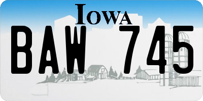 IA license plate BAW745