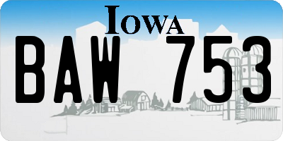IA license plate BAW753