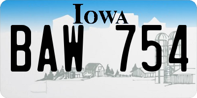 IA license plate BAW754