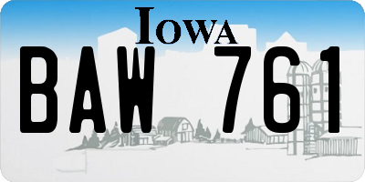 IA license plate BAW761
