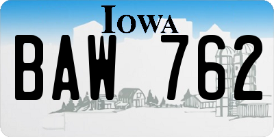 IA license plate BAW762