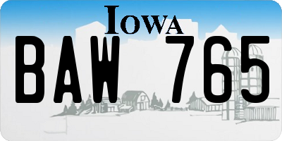 IA license plate BAW765