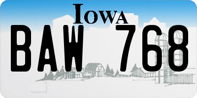 IA license plate BAW768