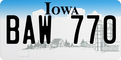 IA license plate BAW770
