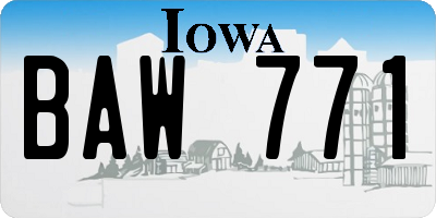 IA license plate BAW771