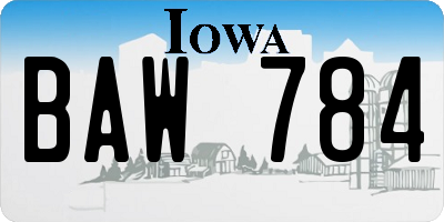 IA license plate BAW784