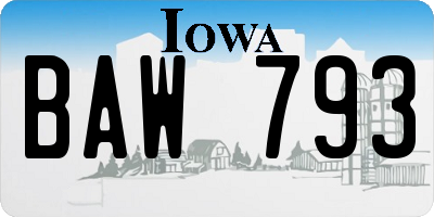 IA license plate BAW793