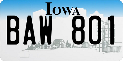 IA license plate BAW801