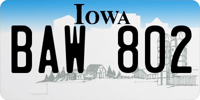 IA license plate BAW802