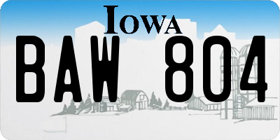 IA license plate BAW804