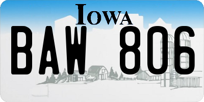 IA license plate BAW806