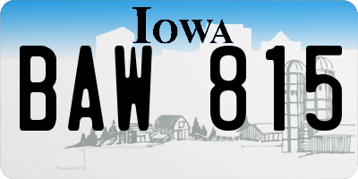 IA license plate BAW815