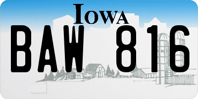 IA license plate BAW816