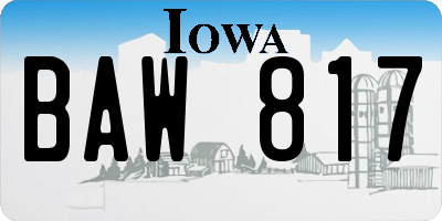 IA license plate BAW817