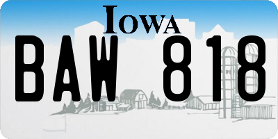 IA license plate BAW818