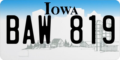 IA license plate BAW819
