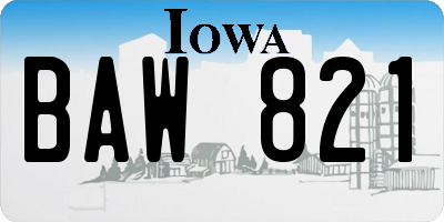 IA license plate BAW821