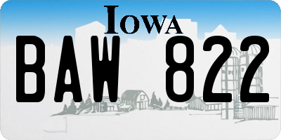 IA license plate BAW822