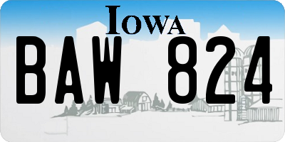 IA license plate BAW824