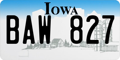 IA license plate BAW827