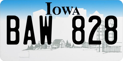 IA license plate BAW828