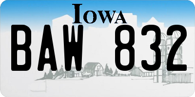 IA license plate BAW832