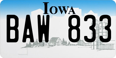 IA license plate BAW833