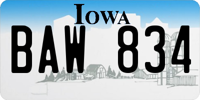 IA license plate BAW834