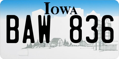 IA license plate BAW836
