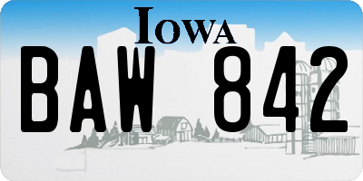 IA license plate BAW842