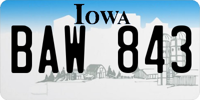 IA license plate BAW843