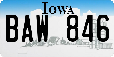 IA license plate BAW846