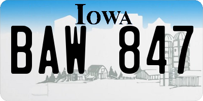 IA license plate BAW847
