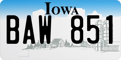 IA license plate BAW851