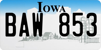 IA license plate BAW853
